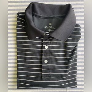 Palm Beach Golf Black and White Striped Polo Shirt Men’s Size Medium